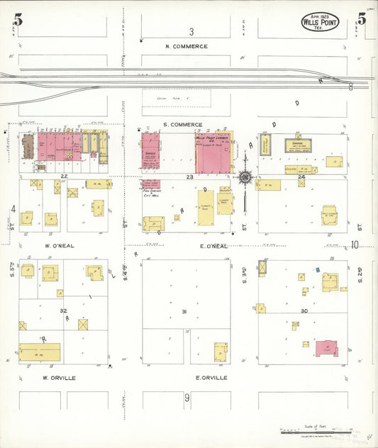 Sanborn Fire Insurance Map from Wills Point, Van Zandt County, Texas (1923), Sheet #0005 - Historic Sanborn Fire Insurance Map Print, vintage old map wall art, antique decor, genealogy gift, Texas Texas map