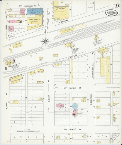 Sanborn Fire Insurance Map from Holdrege, Phelps County, Nebraska (1909), Sheet #0009 - Complete Map Set gallery image, historic Sanborn map, vintage wall art, Nebraska Nebraska