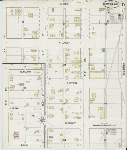 Sanborn Fire Insurance Map from Grand Island, Hall County, Nebraska (1889), Sheet #0006 - Complete Map Set gallery image, historic Sanborn map, vintage wall art, Nebraska Nebraska