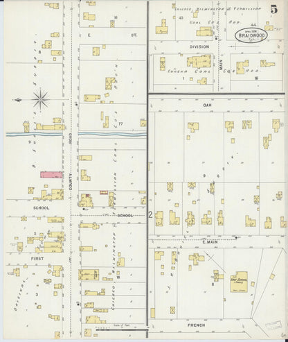 Sanborn Fire Insurance Map from Braidwood, Will County, Illinois (1898), Sheet #0005 - Complete Map Set gallery image, historic Sanborn map, vintage wall art, Illinois Illinois