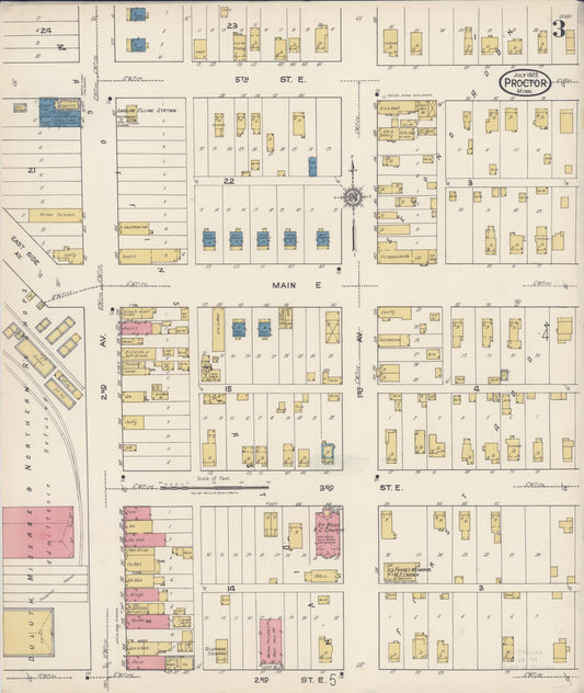 Sanborn Fire Insurance Map from Proctor, Saint Louis County, Minnesota (1922), Sheet #0003 - Historic Sanborn Fire Insurance Map Print, vintage old map wall art, antique decor, genealogy gift, Minnesota Minnesota map