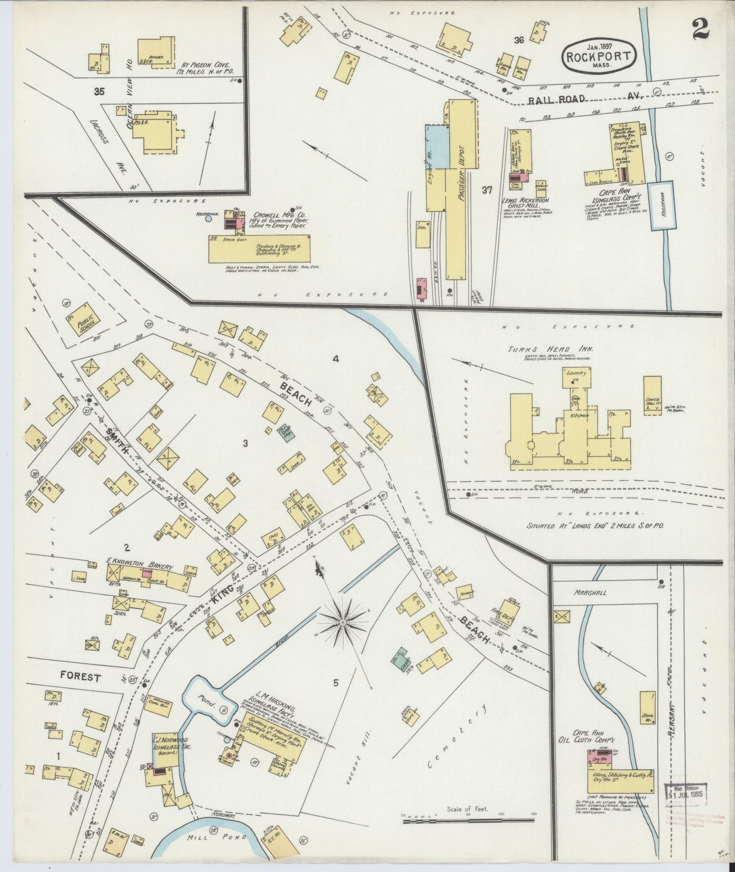 Sanborn Fire Insurance Map from Rockport, Essex County, Massachusetts (1897), Sheet #0002 - Complete Map Set gallery image, historic Sanborn map, vintage wall art, Massachusetts Massachusetts