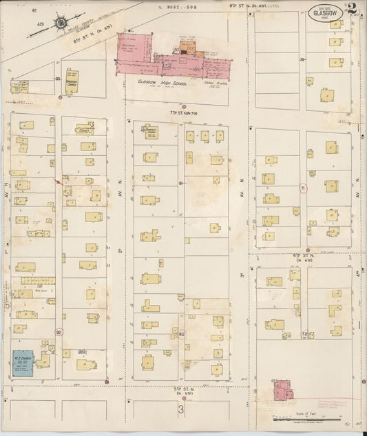 Sanborn Fire Insurance Map from Glasgow, Valley County, Montana (1937), Sheet #0002 - Historic Sanborn Fire Insurance Map Print, vintage old map wall art, antique decor, genealogy gift, Montana Montana map