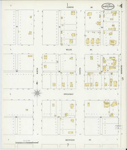 Sanborn Fire Insurance Map from Kingfisher, Kingfisher County, Oklahoma (1898), Sheet #0004 - Historic Sanborn Fire Insurance Map Print, vintage old map wall art, antique decor, genealogy gift, Oklahoma Oklahoma map