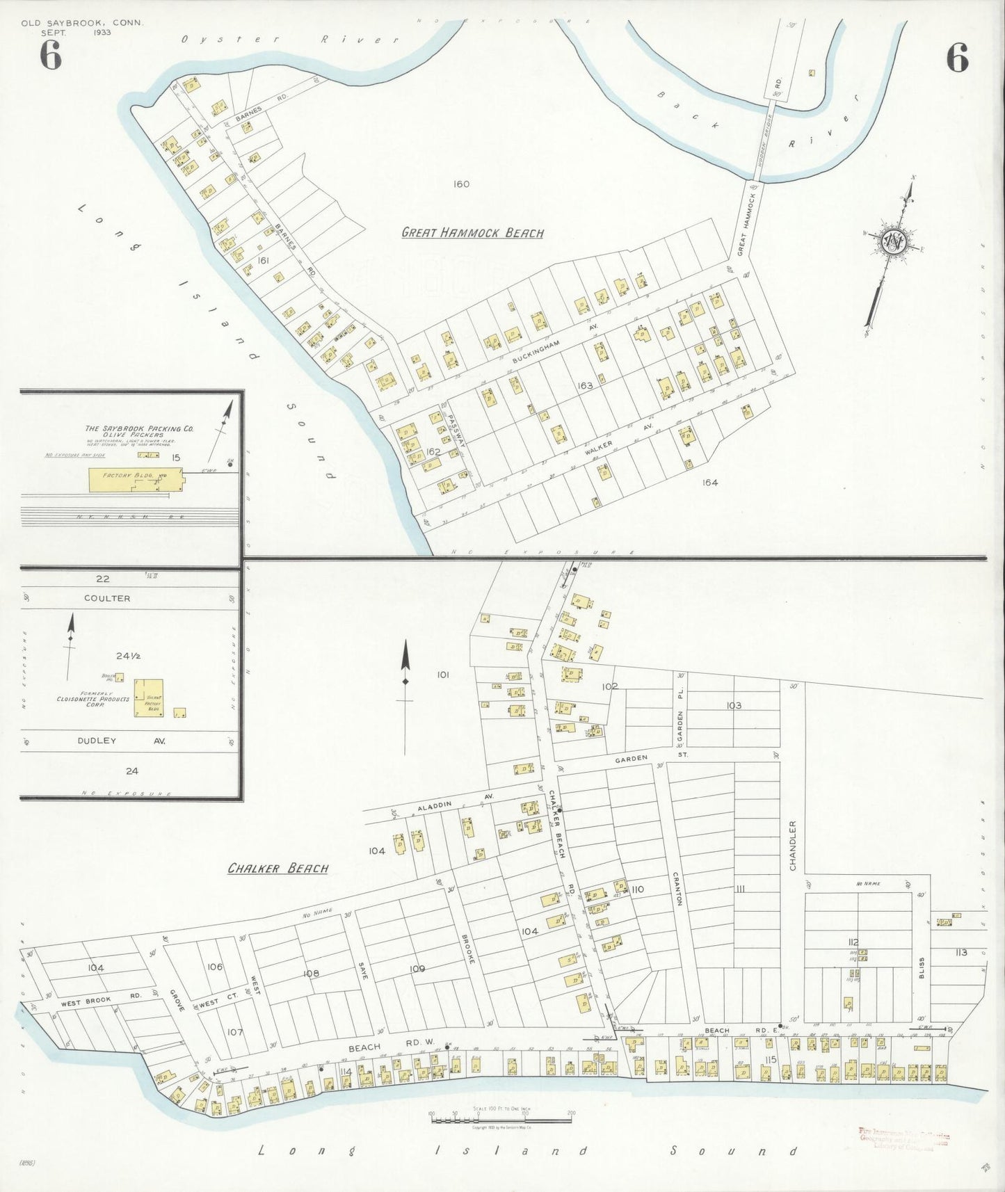 Sanborn Fire Insurance Map from Old Saybrook, Middlesex County, Connecticut (1933), Sheet #0006 - Complete Map Set gallery image, historic Sanborn map, vintage wall art, Connecticut Connecticut