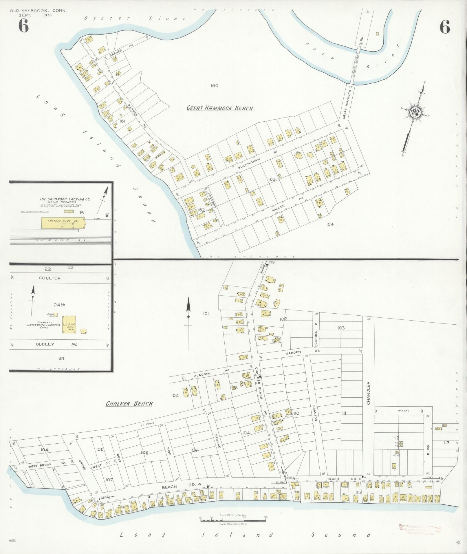 Sanborn Fire Insurance Map from Old Saybrook, Middlesex County, Connecticut (1933), Sheet #0006 - Complete Map Set gallery image, historic Sanborn map, vintage wall art, Connecticut Connecticut