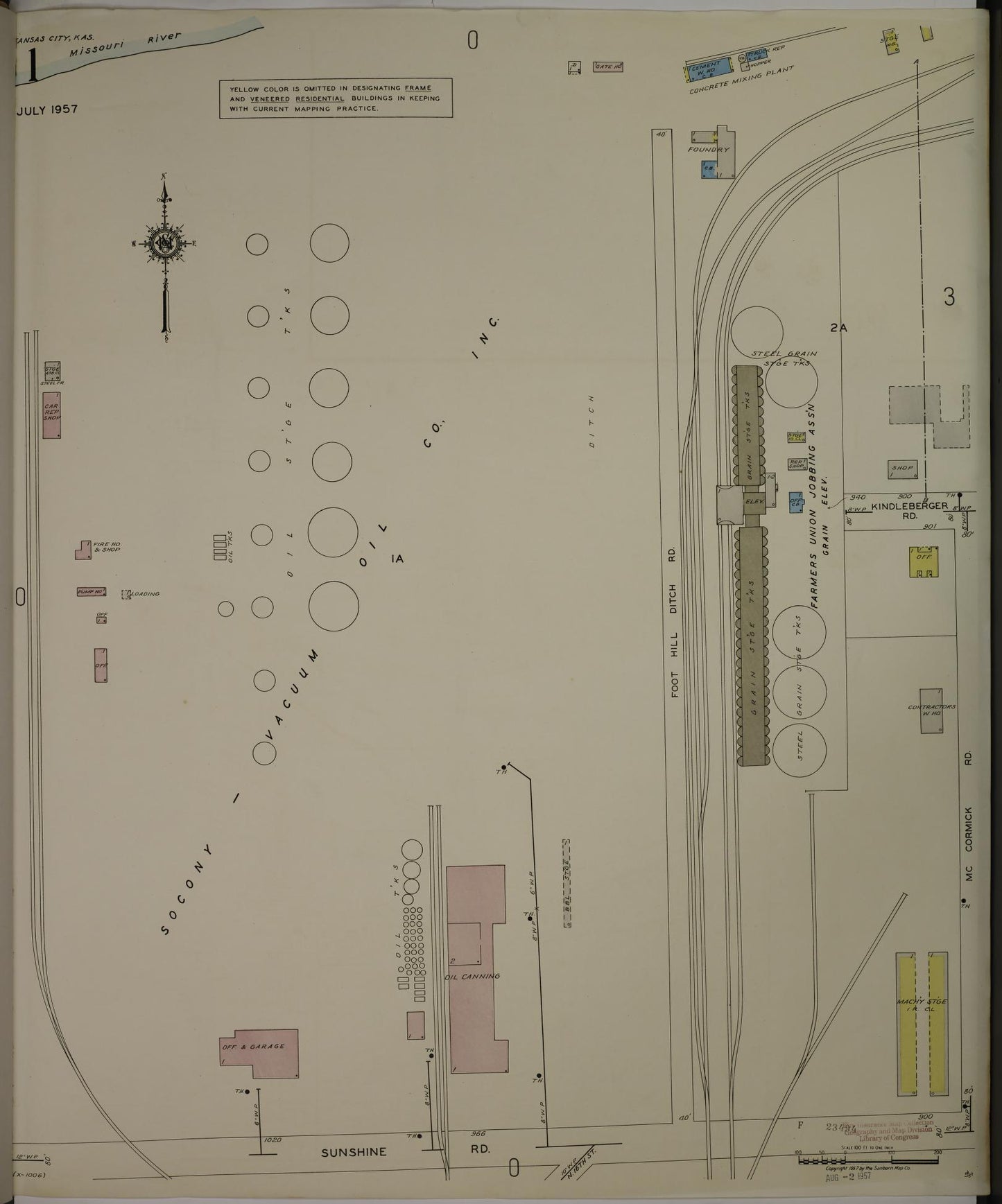 Sanborn Fire Insurance Map from Kansas City, Wyandotte County, Kansas (1957), Sheet #0001 - Complete Map Set gallery image, historic Sanborn map, vintage wall art, Kansas Kansas