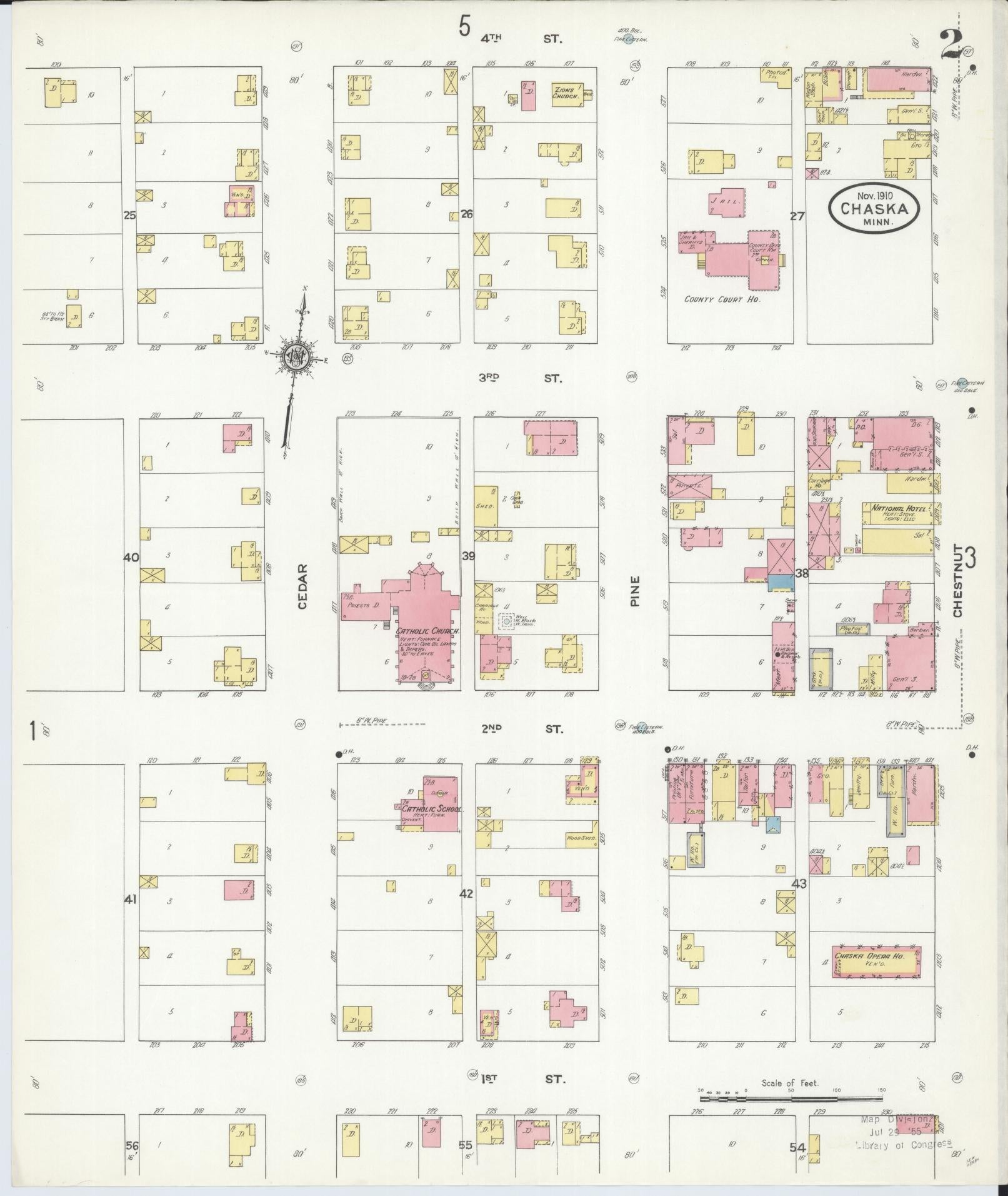 Sanborn Fire Insurance Map from Chaska, Carver County, Minnesota (1910), Sheet #0002 - Historic Sanborn Fire Insurance Map Print, vintage old map wall art, antique decor, genealogy gift, Minnesota Minnesota map
