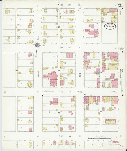 Sanborn Fire Insurance Map from Chaska, Carver County, Minnesota (1910), Sheet #0002 - Historic Sanborn Fire Insurance Map Print, vintage old map wall art, antique decor, genealogy gift, Minnesota Minnesota map