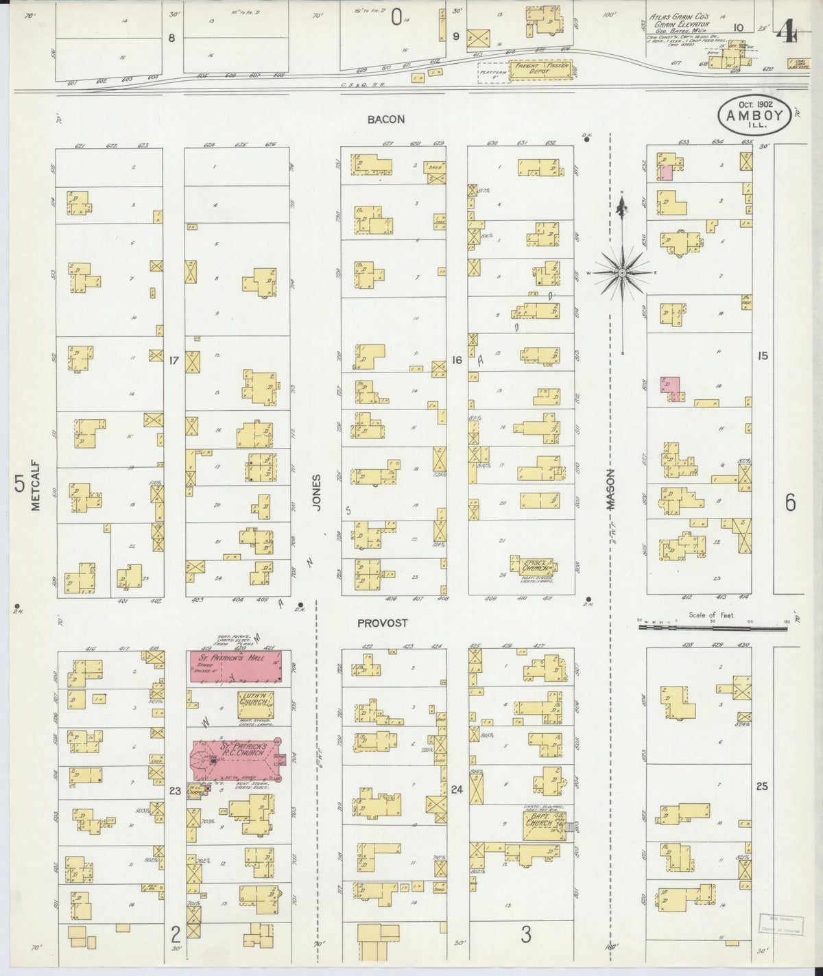 Sanborn Fire Insurance Map from Amboy, Lee County, Illinois (1902), Sheet #0004 - Historic Sanborn Fire Insurance Map Print, vintage old map wall art, antique decor, genealogy gift, Illinois Illinois map