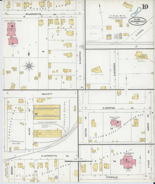 Sanborn Fire Insurance Map from Jacksonville, Morgan County, Illinois. (1905), Sheet 19 – Historic Sanborn Fire Insurance Map Print