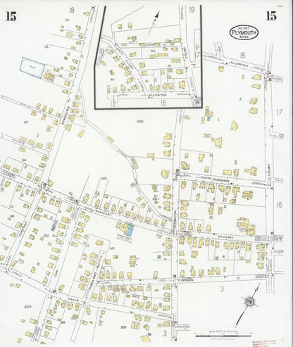 Sanborn Fire Insurance Map from Plymouth, Plymouth County, Massachusetts (1927), Sheet #0015 - Complete Map Set gallery image, historic Sanborn map, vintage wall art, Massachusetts Massachusetts