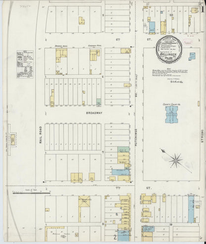 Sanborn Fire Insurance Map from Ballinger, Runnels County, Texas (1896), Sheet #0001 - Complete Map Set gallery image, historic Sanborn map, vintage wall art, Texas Texas
