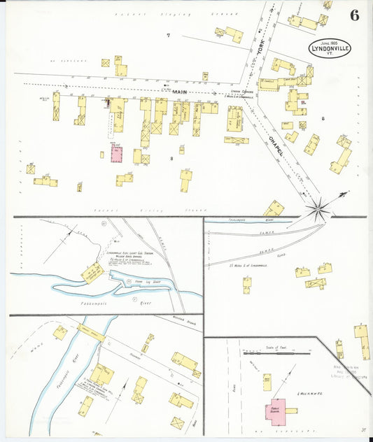 Sanborn Fire Insurance Map from Lyndonville, Caledonia County, Vermont (1905), Sheet #0006 - Historic Sanborn Fire Insurance Map Print, vintage old map wall art, antique decor, genealogy gift, Vermont Vermont map
