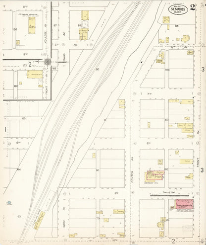 Sanborn Fire Insurance Map from Saint Maries, Benewah County, Idaho (1912), Sheet #0002 - Complete Map Set gallery image, historic Sanborn map, vintage wall art, Idaho Idaho