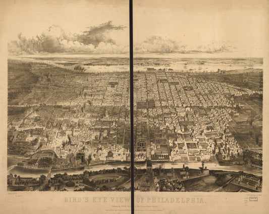 Bird's eye view of Philadelphia. (1857) – Historic Bird’s-Eye View Panorama Print