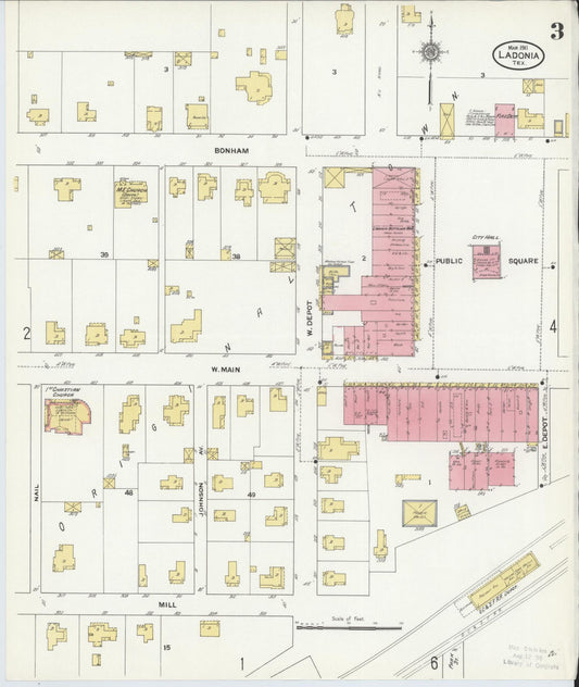 Sanborn Fire Insurance Map from Ladonia, Fannin County, Texas (1911), Sheet #0003 - Historic Sanborn Fire Insurance Map Print, vintage old map wall art, antique decor, genealogy gift, Texas Texas map