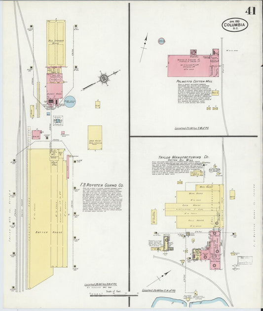 Sanborn Fire Insurance Map from Columbia, Richland County, South Carolina (1910), Sheet #0041 - Historic Sanborn Fire Insurance Map Print, vintage old map wall art, antique decor, genealogy gift, South Carolina South Carolina map