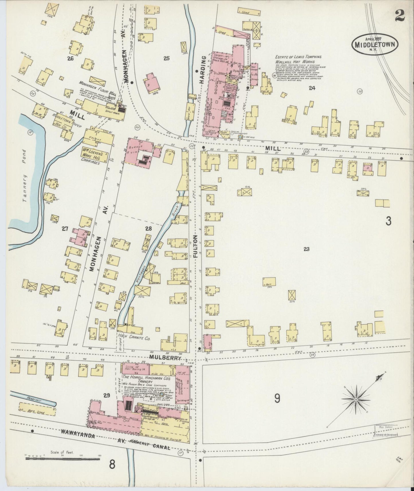 Sanborn Fire Insurance Map from Middletown, Orange County, New York (1897), Sheet #0002 - Complete Map Set gallery image, historic Sanborn map, vintage wall art, New York New York