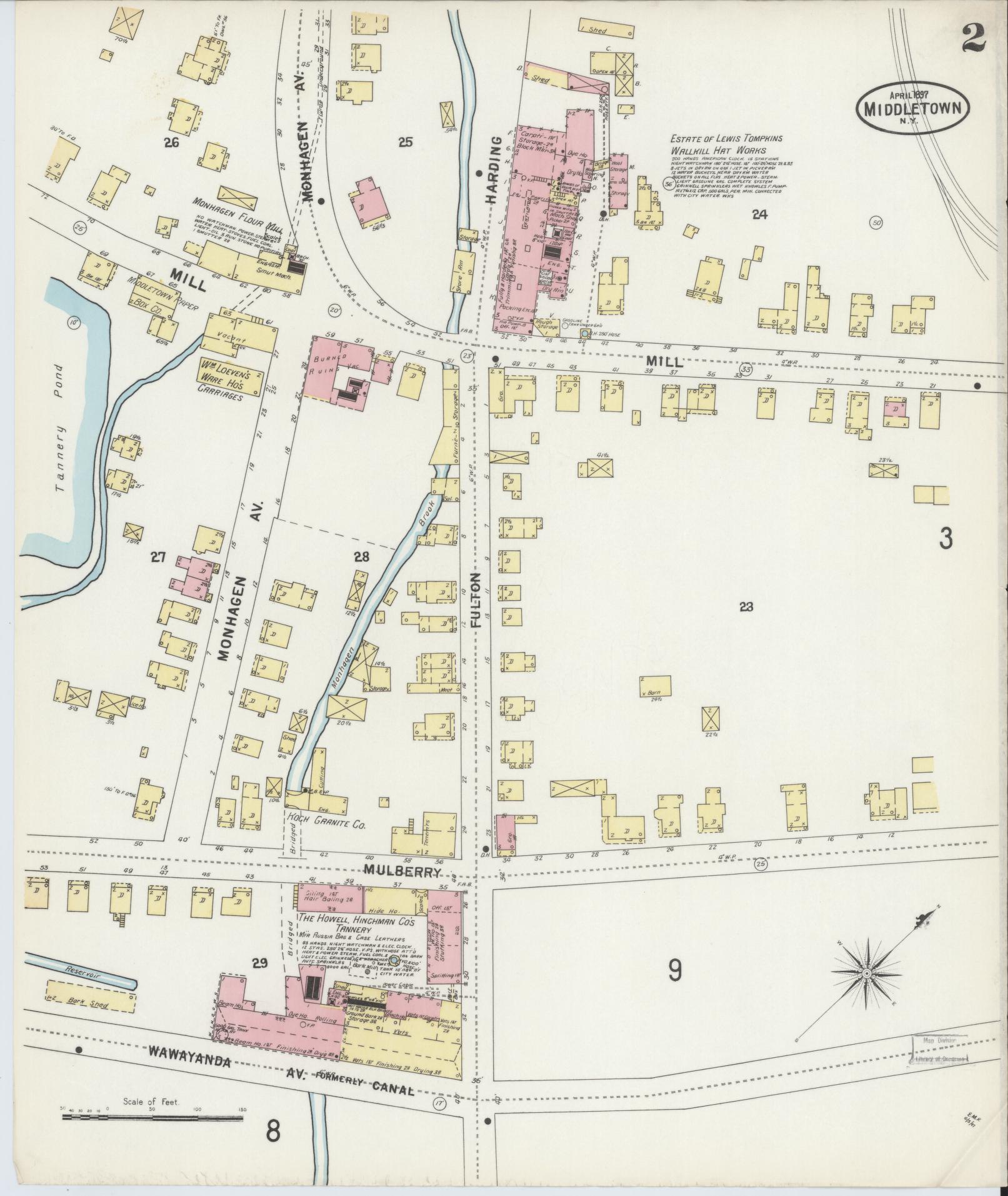 Sanborn Fire Insurance Map from Middletown, Orange County, New York (1897), Sheet #0002 - Complete Map Set gallery image, historic Sanborn map, vintage wall art, New York New York