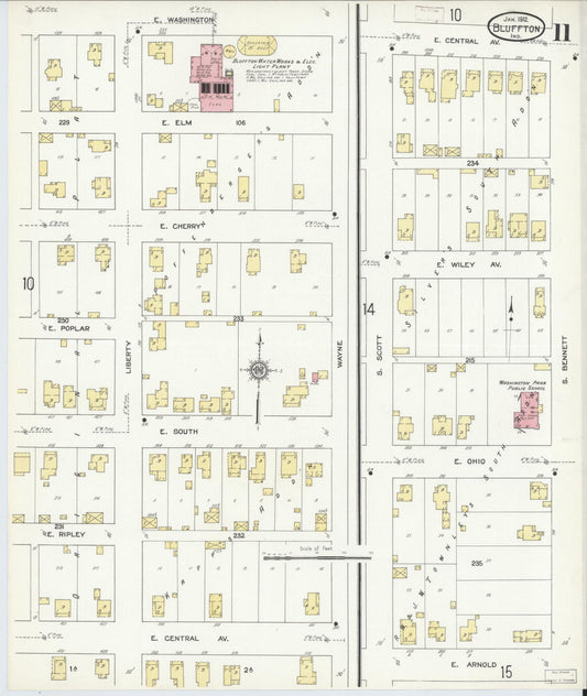 Sanborn Fire Insurance Map from Bluffton, Wells County, Indiana (1912), Sheet #0011 - Historic Sanborn Fire Insurance Map Print, vintage old map wall art, antique decor, genealogy gift, Indiana Indiana map