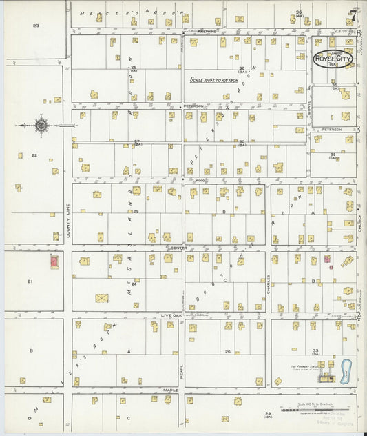 Sanborn Fire Insurance Map from Royse City, Rockwell County, Texas (1921), Sheet #0007 - Historic Sanborn Fire Insurance Map Print, vintage old map wall art, antique decor, genealogy gift, Texas Texas map