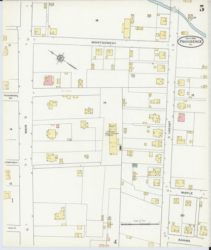 Sanborn Fire Insurance Map from Providence, Webster County, Kentucky (1909), Sheet #0005 - Complete Map Set gallery image, historic Sanborn map, vintage wall art, Kentucky Kentucky