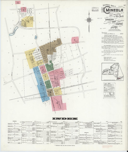 Sanborn Fire Insurance Map from Mineola, Nassau County, New York. (1917) – Historic Sanborn Fire Insurance Map Print