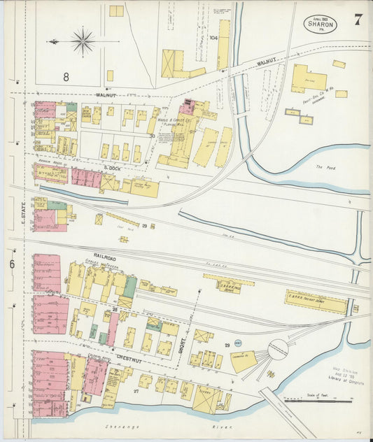 Sanborn Fire Insurance Map from Sharon, Mercer County, Pennsylvania (1903), Sheet #0007 - Historic Sanborn Fire Insurance Map Print, vintage old map wall art, antique decor, genealogy gift, Pennsylvania Pennsylvania map