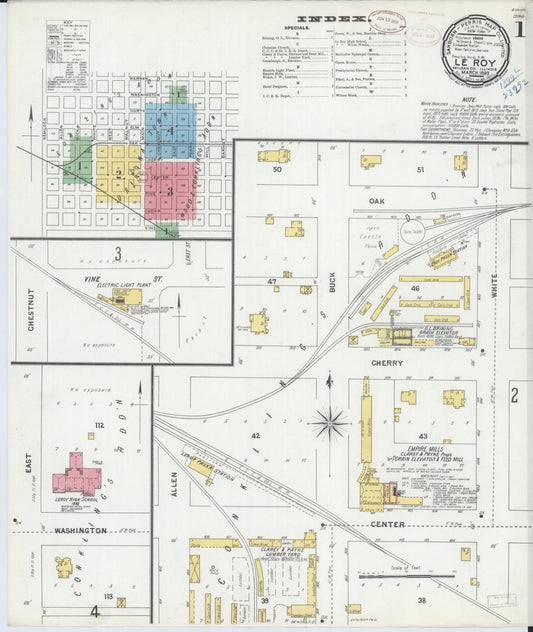 Sanborn Fire Insurance Map from Leroy, McLean County, Illinois (1899), Sheet #0001 - Historic Sanborn Fire Insurance Map Print, vintage old map wall art, antique decor, genealogy gift, Illinois Illinois map