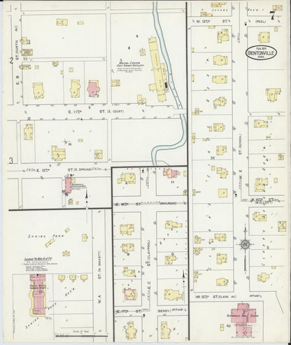 Sanborn Fire Insurance Map from Bentonville, Benton County, Arkansas (1914), Sheet #0007 - Complete Map Set gallery image, historic Sanborn map, vintage wall art, Arkansas Arkansas