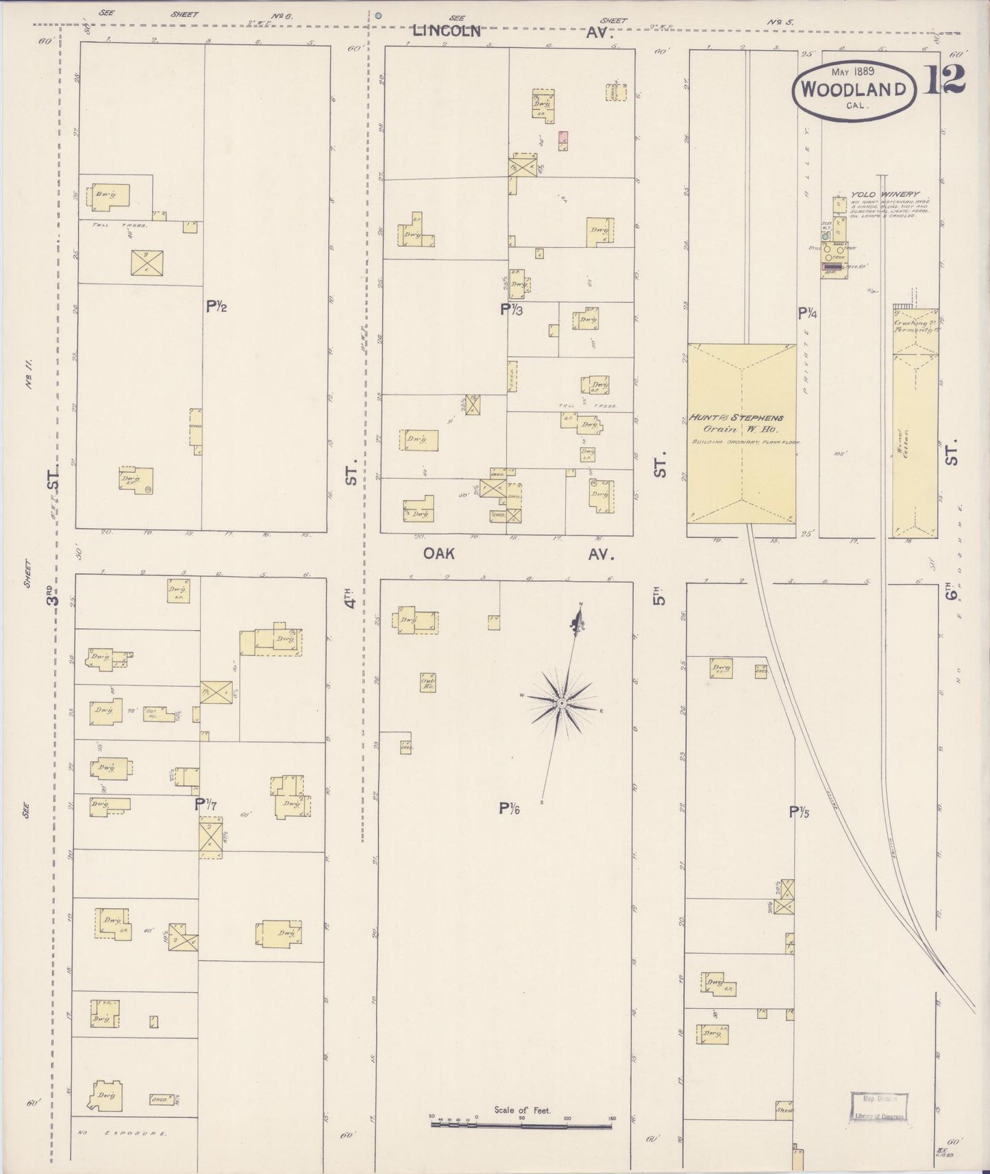 Sanborn Fire Insurance Map from Woodland, Yolo County, California (1889), Sheet #0012 - Complete Map Set gallery image, historic Sanborn map, vintage wall art, California California