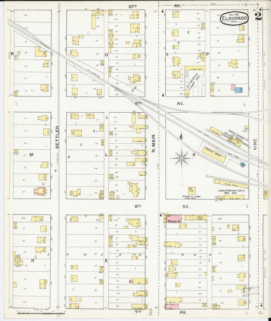 Sanborn Fire Insurance Map from El Dorado, Butler County, Kansas (1892), Sheet #0002 - Historic Sanborn Fire Insurance Map Print, vintage old map wall art, antique decor, genealogy gift, Kansas Kansas map