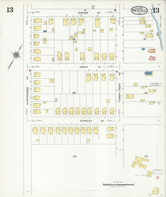 Sanborn Fire Insurance Map from Westville, Gloucester County, New Jersey (1926), Sheet #0013 - Historic Sanborn Fire Insurance Map Print, vintage old map wall art, antique decor, genealogy gift, New Jersey New Jersey map