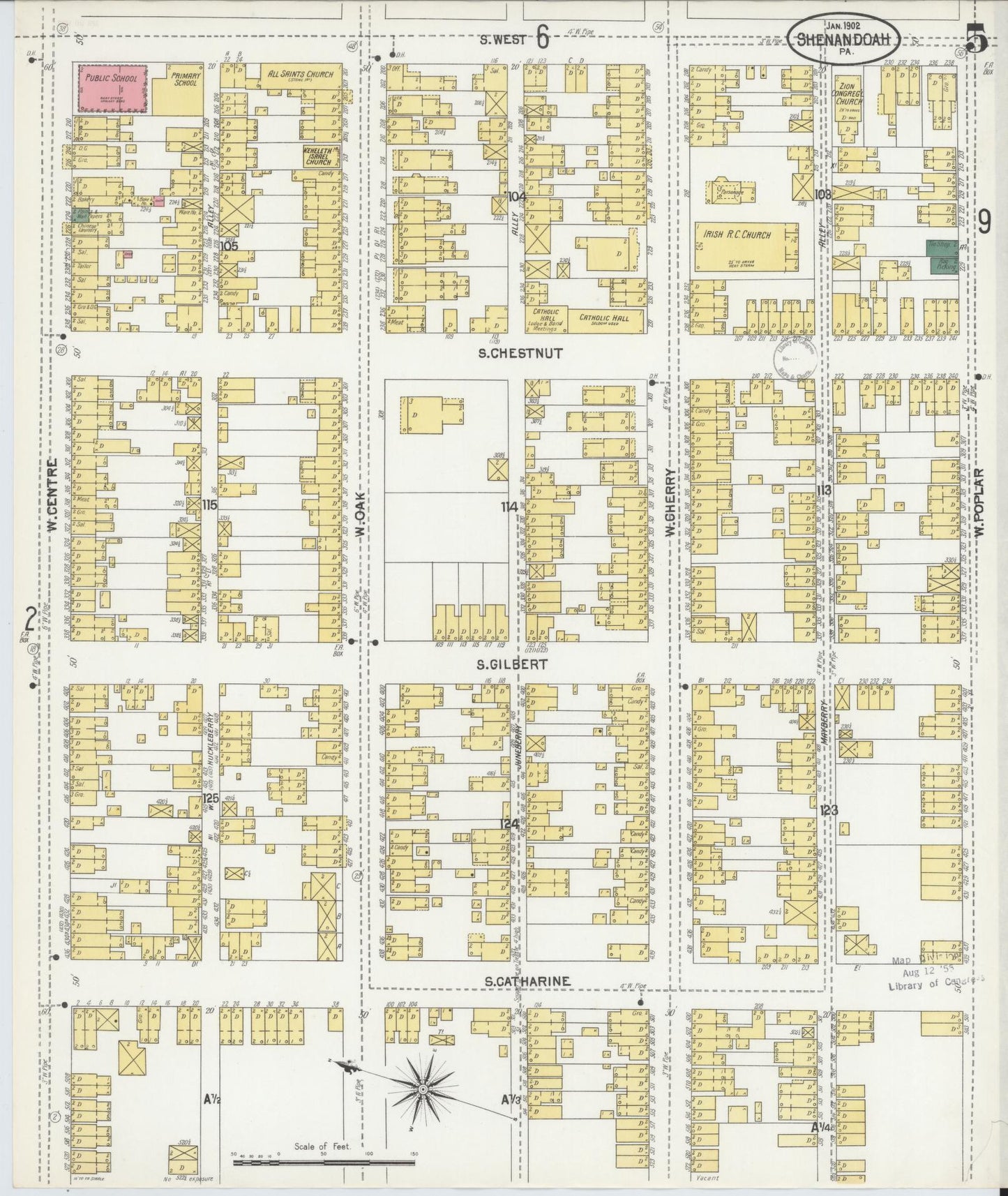 Sanborn Fire Insurance Map from Shenandoah, Schuylkill County, Pennsylvania (1902), Sheet #0005 - Complete Map Set gallery image, historic Sanborn map, vintage wall art, Pennsylvania Pennsylvania