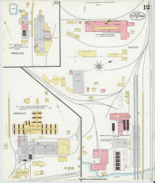 Sanborn Fire Insurance Map from Pottstown, Montgomery County, Pennsylvania (1902), Sheet #0012 - Historic Sanborn Fire Insurance Map Print, vintage old map wall art, antique decor, genealogy gift, Pennsylvania Pennsylvania map