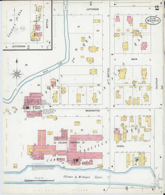Sanborn Fire Insurance Map from Morris, Grundy County, Illinois (1900), Sheet #0002 - Historic Sanborn Fire Insurance Map Print, vintage old map wall art, antique decor, genealogy gift, Illinois Illinois map