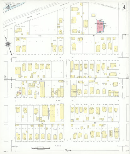 Sanborn Fire Insurance Map from Freeport, Brazoria County, Texas (1943), Sheet #0004 - Historic Sanborn Fire Insurance Map Print, vintage old map wall art, antique decor, genealogy gift, Texas Texas map