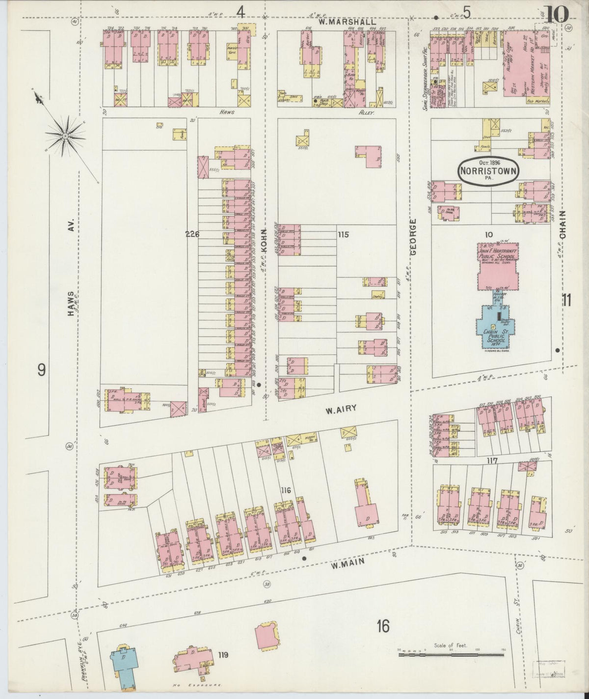 Sanborn Fire Insurance Map from Norristown, Montgomery County, Pennsylvania (1896), Sheet #0010 - Complete Map Set gallery image, historic Sanborn map, vintage wall art, Pennsylvania Pennsylvania