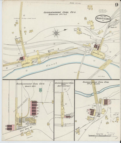 Sanborn Fire Insurance Map from Nanticoke, Luzerne County, Pennsylvania (1888), Sheet #0009 - Complete Map Set gallery image, historic Sanborn map, vintage wall art, Pennsylvania Pennsylvania
