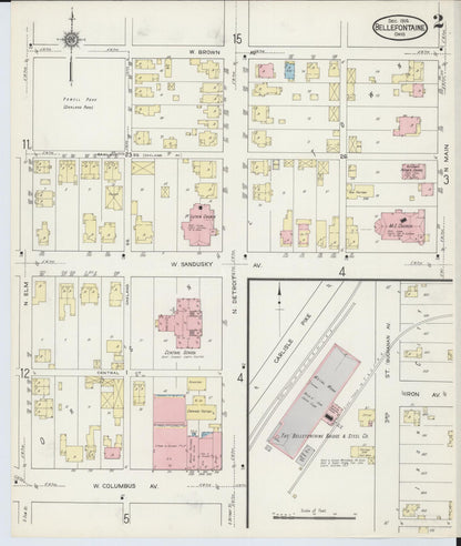 Sanborn Fire Insurance Map from Bellefontaine, Logan County, Ohio (1914), Sheet #0002 - Complete Map Set gallery image, historic Sanborn map, vintage wall art, Ohio Ohio