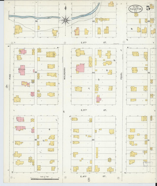 Sanborn Fire Insurance Map from Yankton, Yankton County, South Dakota (1903), Sheet #0004 - Historic Sanborn Fire Insurance Map Print, vintage old map wall art, antique decor, genealogy gift, South Dakota South Dakota map