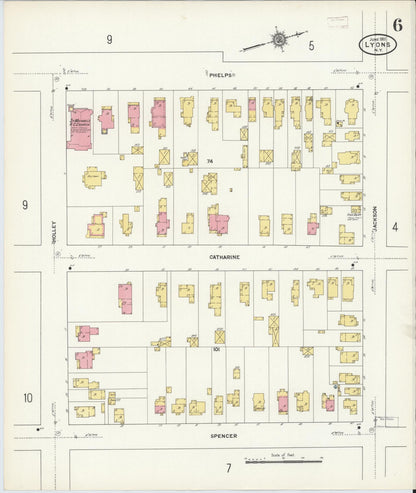 Sanborn Fire Insurance Map from Lyons, Wayne County, New York (1911), Sheet #0006 - Complete Map Set gallery image, historic Sanborn map, vintage wall art, New York New York