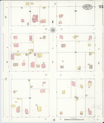 Sanborn Fire Insurance Map from Provo, Utah County, Utah (1908), Sheet #0013 - Complete Map Set gallery image, historic Sanborn map, vintage wall art, Provo Utah