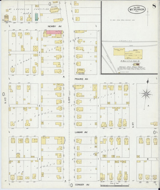 Sanborn Fire Insurance Map from Mount Vernon, Jefferson County, Illinois (1902), Sheet #0008 - Historic Sanborn Fire Insurance Map Print, vintage old map wall art, antique decor, genealogy gift, Illinois Illinois map