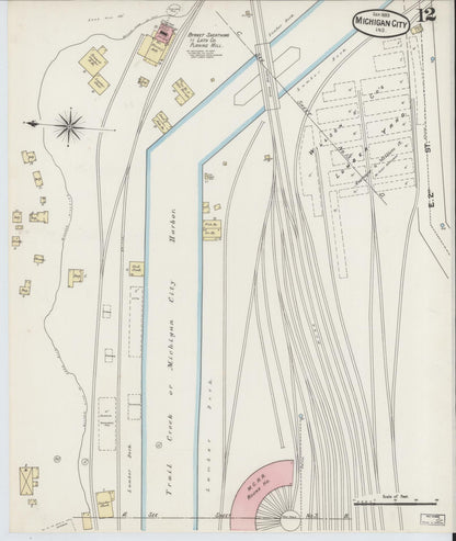 Sanborn Fire Insurance Map from Michigan City, La Porte County, Indiana (1889), Sheet #0012 - Complete Map Set gallery image, historic Sanborn map, vintage wall art, Michigan Michigan