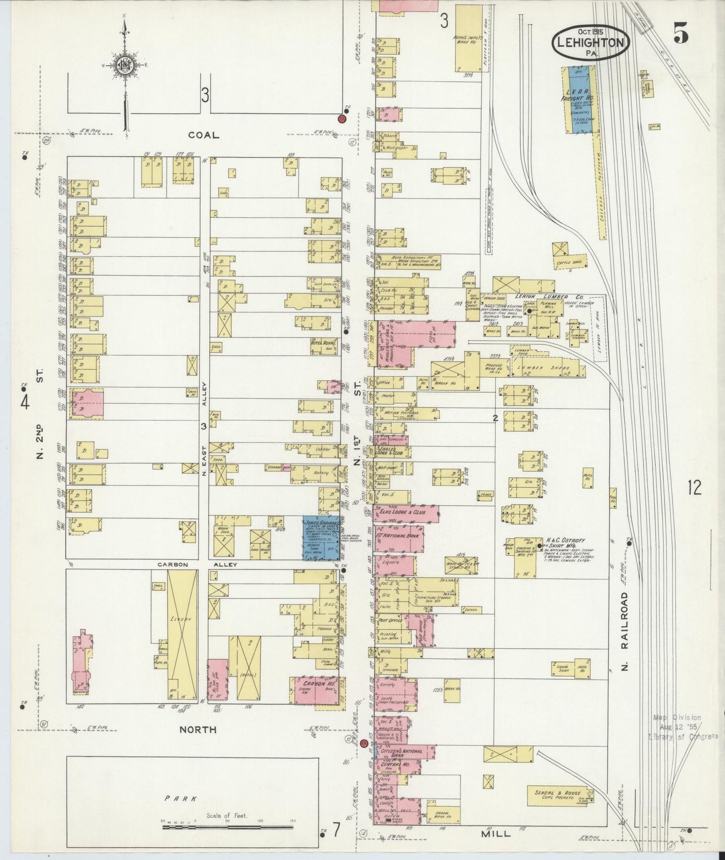 Sanborn Fire Insurance Map from Lehighton, Carbon County, Pennsylvania (1915), Sheet #0005 - Complete Map Set gallery image, historic Sanborn map, vintage wall art, Pennsylvania Pennsylvania