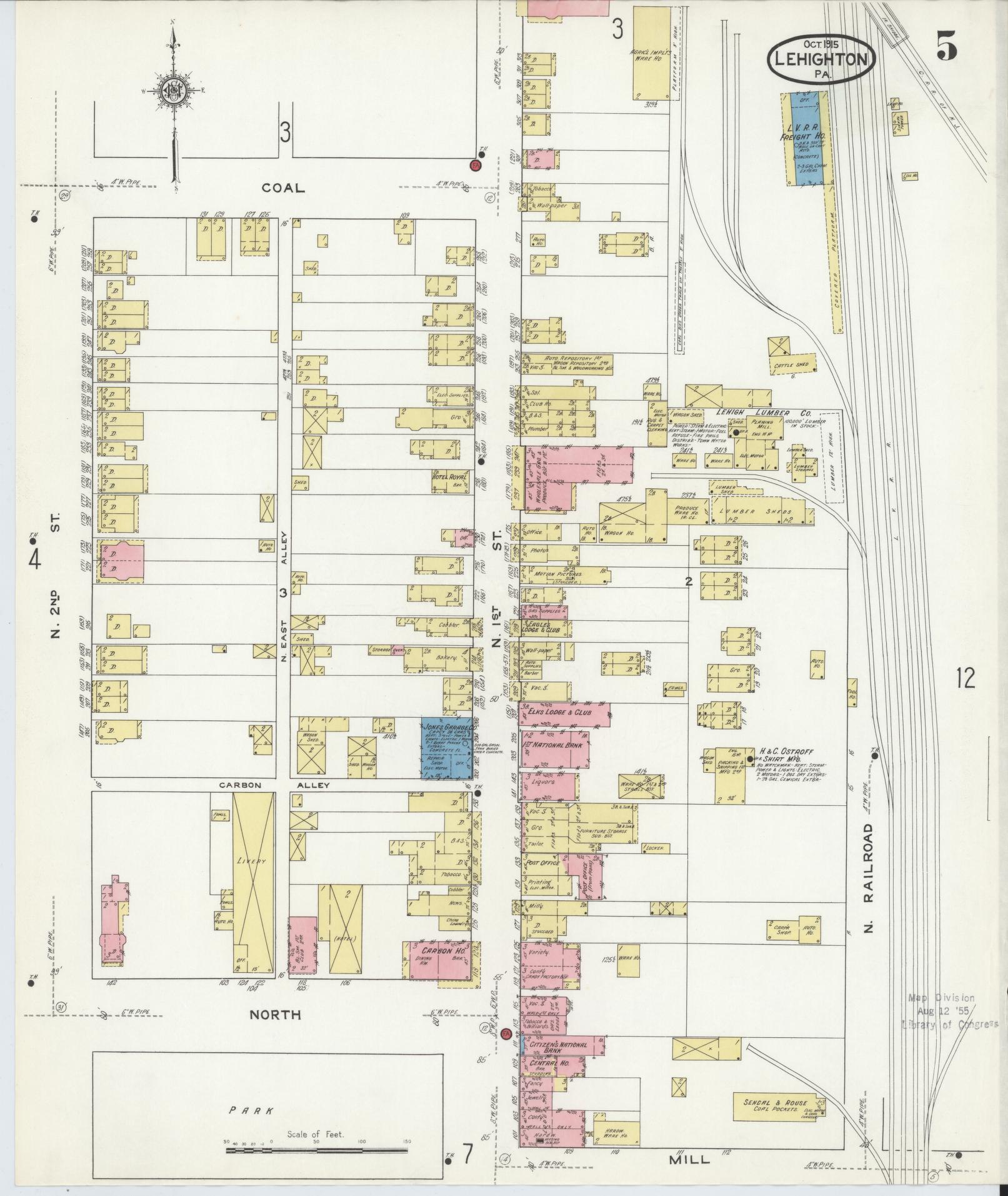 Sanborn Fire Insurance Map from Lehighton, Carbon County, Pennsylvania (1915), Sheet #0005 - Complete Map Set gallery image, historic Sanborn map, vintage wall art, Pennsylvania Pennsylvania