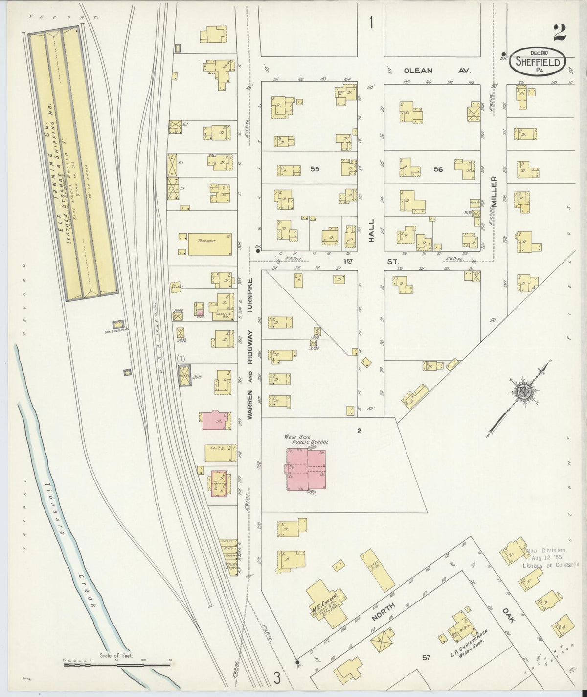 Sanborn Fire Insurance Map from Sheffield, Warren County, Pennsylvania (1910), Sheet #0002 - Historic Sanborn Fire Insurance Map Print, vintage old map wall art, antique decor, genealogy gift, Pennsylvania Pennsylvania map