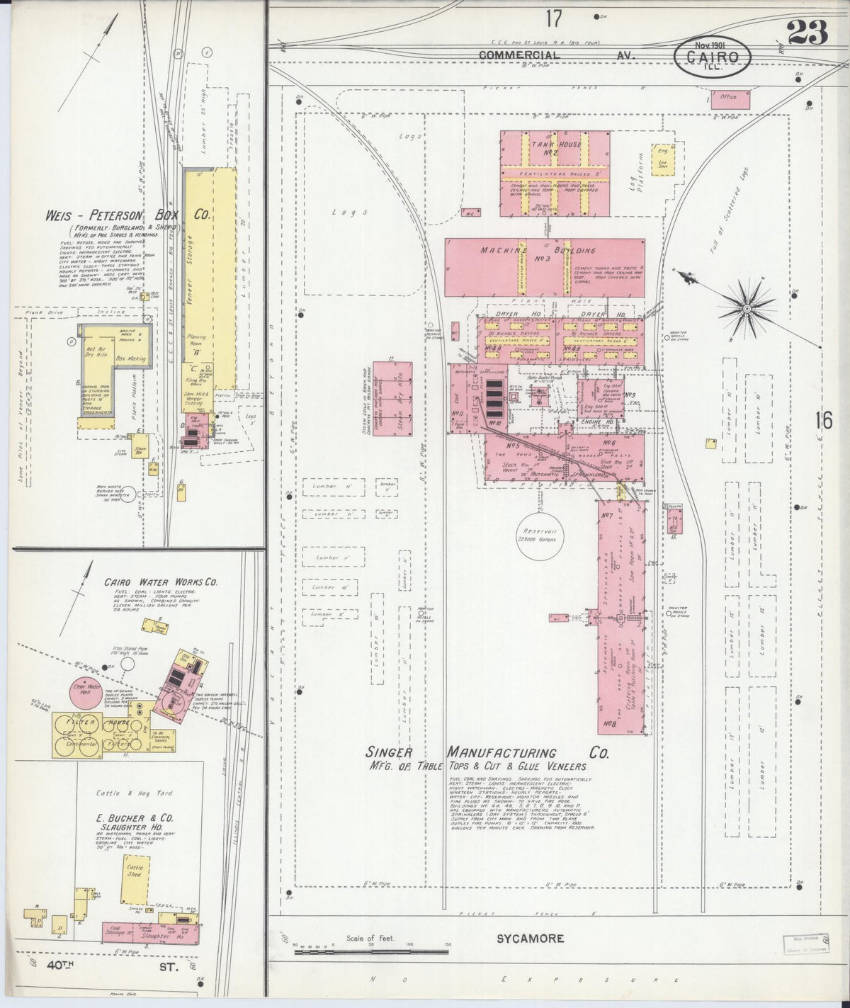 Sanborn Fire Insurance Map from Cairo, Alexander County, Illinois (1901), Sheet #0023 - Complete Map Set gallery image, historic Sanborn map, vintage wall art, Illinois Illinois